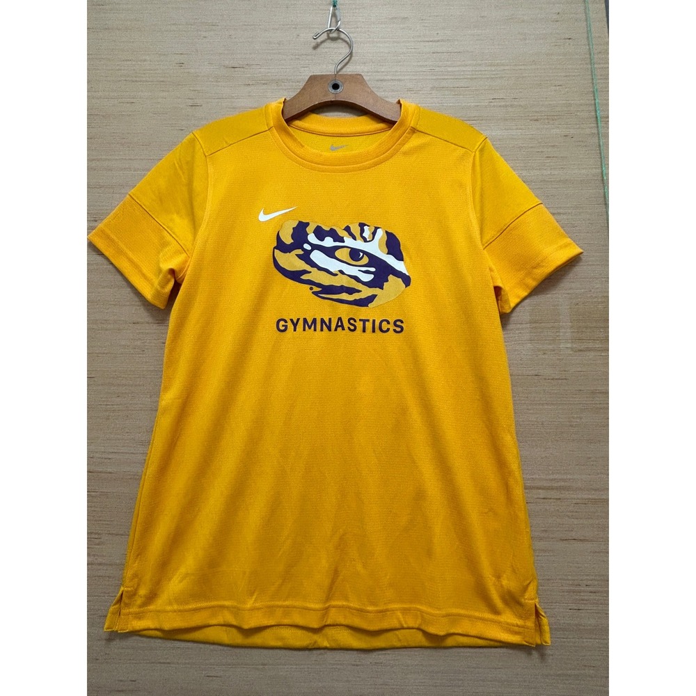 Nike LSU Tigers Gymnastics T-Shirt Mens Medium Gold Tiger Eye Graphic Tee
